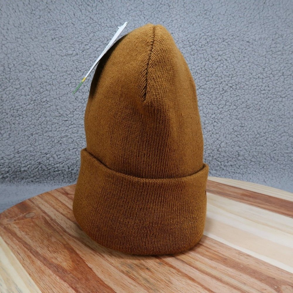 John Deere Brown Tan Cuffed Beanie Hat Stocking Cap Winter Skully - Picture 3 of 7